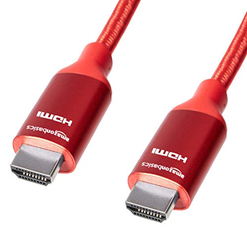 Product Cover AmazonBasics Premium High-Speed 4K HDMI Cable with Braided Cord, Red - 6 Feet