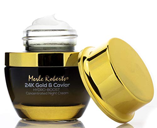 Product Cover Merle Roberts 24k Gold and Caviar Concentrated Night Cream Intensely Hydrating Anti-Aging Night Cream for Face Reduces Wrinkles, Fine Lines, and Expression Lines Vegan Face Night Cream, 1 oz.