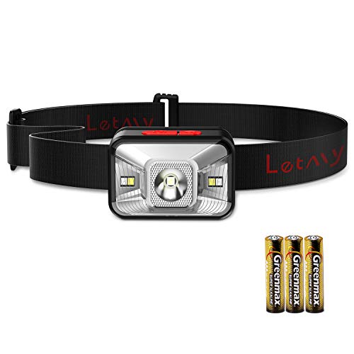 Product Cover LETMY Headlamp Flashlight, Super Bright White Cree LED Head Lamp with Red Light and 7 Modes, Perfect for Running, Hiking, Lightweight, Waterproof, Adjustable Headband, 3 AAA Batteries Included