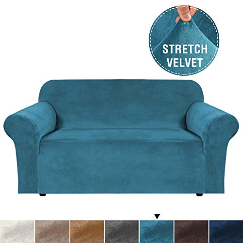 Product Cover Real Velvet Loveseat Couch Cover High Stretch 1 Piece Furniture Sofa Cover for Loveseat, Durable Soft Velvet Plush Stretch Fabric Thick Slipcover (Fit 58