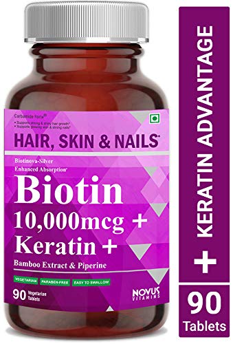 Product Cover Carbamide Forte Biotin 10,000mcg with Keratin, Bamboo Extract & Piperine for Enhanced Absorption | Supplement for Fast Hair Growth & Treatment - 90 Veg Tablets