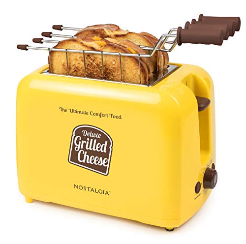 Product Cover Nostalgia GCT2 Deluxe Grilled Cheese Sandwich Toaster with Extra Wide Slots, Yellow
