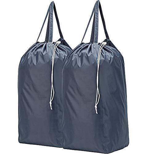 Product Cover HOMEST 2 Pack Travel Laundry Bag with Handles, Square Base Can Carry Up to 3 Loads of Clothes, Machine Washable Dirty Clothes Storage with Drawstring Closure, Grey
