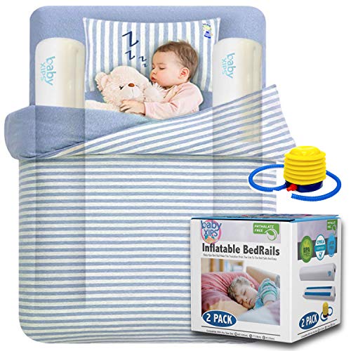 Product Cover Baby Xips Bed Bumpers for Toddlers - [2-Pack] Inflatable Bed Rails for Toddlers are Perfect for Home or Travel - Fit All Size Beds and Pass All Federal Toddler Bed Rail Guard Safety Laws