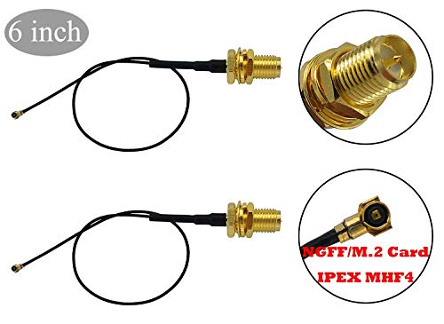 Product Cover UFL to SMA M.2 NGFF U.FL to RP-SMA Female MHF4 IPX4 IPEX4 Ipex Connector Pigtail WiFi Antenna Extension Cable (15cm (2 Pcs))