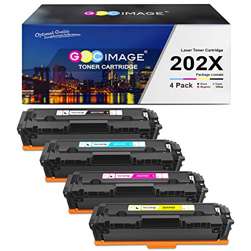 Product Cover GPC Image Compatible Toner Cartridge Replacement for HP 202X 202A CF500X CF500A to use with Laserjet Pro MFP M281fdw M254dw M281cdw M281 M281dw M280nw Toner Printer (Black, Cyan, Magenta, Yellow)