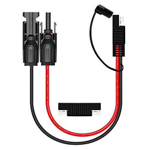 Product Cover OUOU MC4 to SAE Adapter 10 AWG Cable Connector with 1pcs SAE to SAE Polarity Reverse Connectors for RV Panel Solar (MC4-SAE) ... (Black+Red)