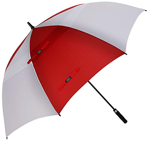 Product Cover G4Free 68 Inch Automatic Open Golf Umbrella Extra Large Oversize Double Canopy Vented Windproof Waterproof Stick Umbrellas(Red/White)
