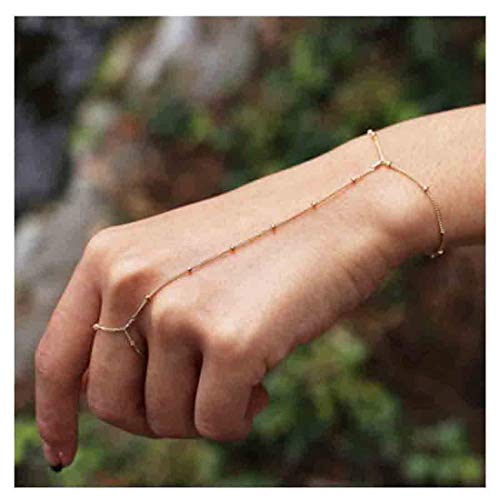 Product Cover Olbye Finger Ring Bracelet Gold Hand Bracelet Chain Jewelry for Women and Teen Girls Best Friends Gifts (1 Layer)