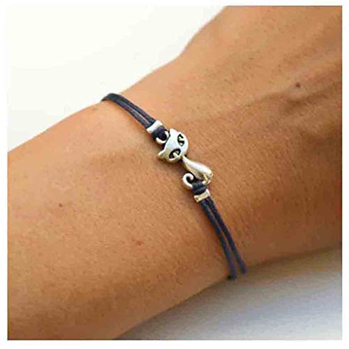 Product Cover Olbye Cat Bracelet Black Hemp Bracelet Personalize Hand Chain Jewelry Cat Lover Gift for Women and Teen Girls