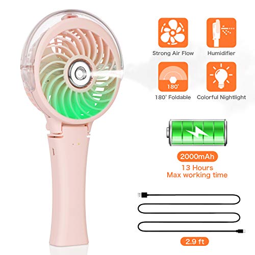 Product Cover COMLIFE Handheld Misting Fan Portable Fan Facial Steamer-Rechargeable Battery Operated Fan, Foldable Travel Fan with Cooling Humidifier and Colorful Nightlight for Camping, Hiking, Outdoor