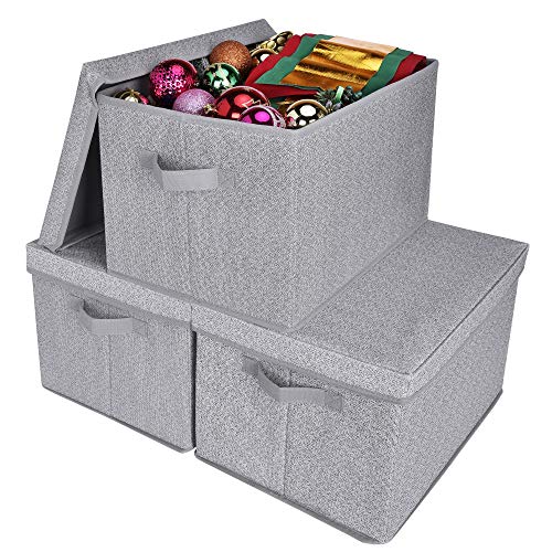 Product Cover GRANNY SAYS Storage Bins with Lids and Handles, Rectangle Storage Basket, Gray, Jumbo, 3-Pack