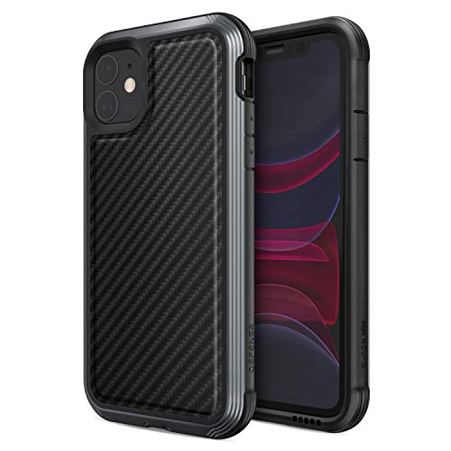 Product Cover X-Doria Defense Lux, iPhone 11 Case - Military Grade Drop Tested, Anodized Aluminum, TPU, and Polycarbonate Protective Case for Apple iPhone 11, (Black Carbon Fiber)