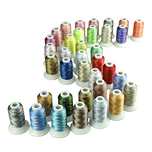 Product Cover Simthread 5 Options Embroidery Machine Thread Variegated Colors Multi Colors 12 Colors Per Set 550 Yards for Brother Janome Babylock Singer Pfaff Bernina Embroidery and Sewing Machines (36CVA)