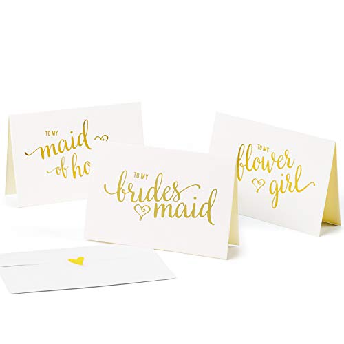 Product Cover WRAPAHOLIC Gold Hot Stamping Bride Invitation Card - Bridal Thank You Cards Thank Bridesmaid Card, Maid of Honor, Flower Girl - 10 Pack