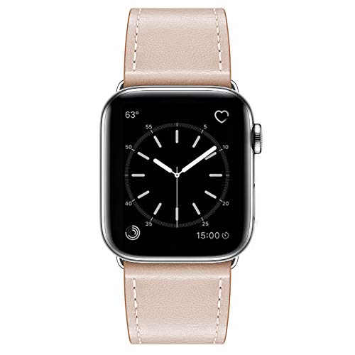 Product Cover MARGE PLUS Compatible with Apple Watch Band 38mm 40mm, Genuine Leather Replacement Band Compatible with Apple Watch Series 4 (40mm) Series 3 Series 2 Series 1 (38mm) Sport and Edition, Nude Pink