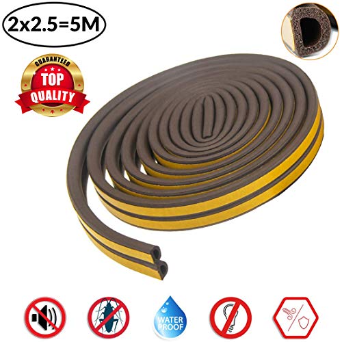 Product Cover Smart Saver D Shaped (Brown) Self-Adhesive Epdm Doors and Windows Foam Seal Strip Rubber Weatherstrip 5 Meter (2 X 2.5 M = 5 Meter)-Pack of 1