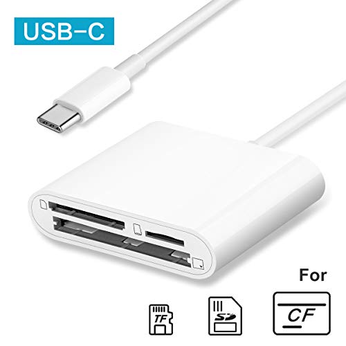 Product Cover GOLDFOX USB-C SD Card Reader, 3-in-1 SD TF/Micro SD CF Card Reader, USB C Memory Card Reader, Type C OTG Reader Adapter for MacBook, MacBook Pro/Air, iPad Pro 2018, Galaxy S10/S9, Android Cellphones
