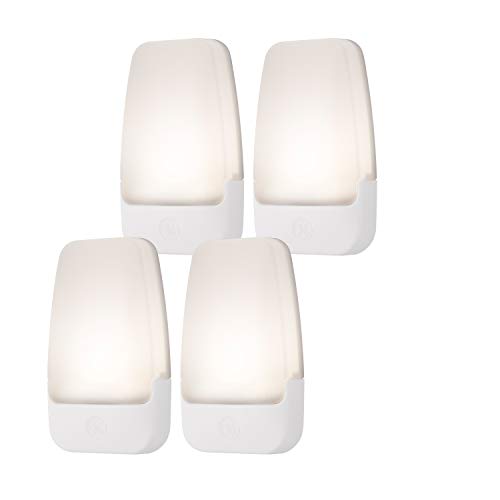 Product Cover GE White, Automatic LED Night Light, 4 Pack, Plug-in, Dusk-to-Dawn Sensor, Home Décor, Ideal for Bedroom, Nursery, Bathroom, Hallway, Soft, 46882, 4