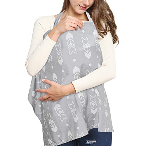 Product Cover Metene Nursing Cover for Breastfeeding Infants, Breastfeeding Scarf with Sewn in Burp Cloth,Multi Use for Baby Car Seat,Covers Light Blanket Stroller Cover