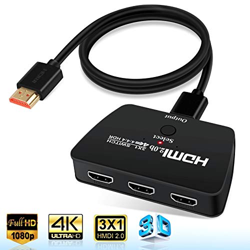 Product Cover 4K@60Hz HDMI Switch, NEWCARE HDMI Switch 3 in 1 Out,3-Port HDMI Switcher, Supports 4K,3D,HDCP2.2,HDMI2.0,HDR,for Apple TV 4K, Fire Stick, HDTV, PS4, Game Consoles, PC and More