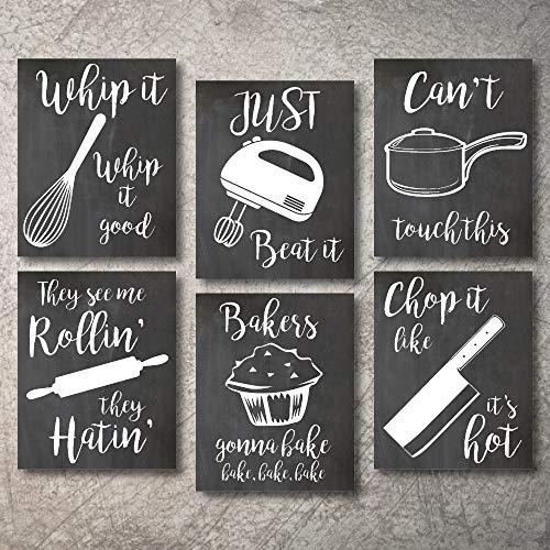 Product Cover Home Decor Funny Gift 6 Kitchen Wall Art Prints Kitchenware with Sayings Unframed Farmhouse Home Office organization Signs Bar Accessories Decorations sets white house Deco Kitchen Decor (8