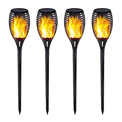 Product Cover Solar Light 4 Pack Waterproof Flickering Flames Torches Lights Outdoor Landscape Decoration Lighting Solar Spotlights Security Torch Light for Garden Patio Yard Driveway (4Pack, Upgrade 33LED)
