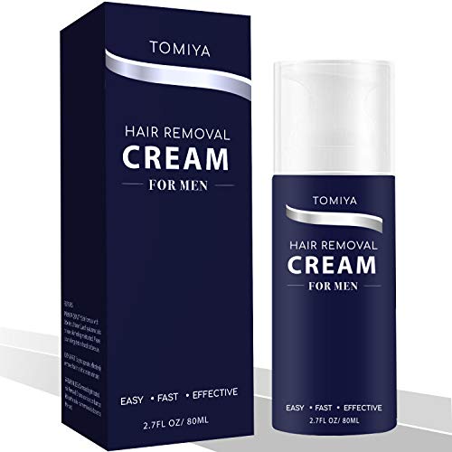 Product Cover Hair Removal - Tomiya Premium Men's Hair Removal Cream - Skin friendly Fast & Effective Painless formula with Aloe Vera & Vitamin E - Depilatory Cream Special Designed for Men