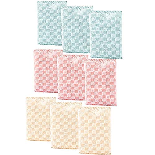 Product Cover JEBBLAS Bamboo Reusable Sponges Kitchen Clean Sponge Dish Cloths Natural Kitchen Dish Rags Cleaning Towels Kitchen Scrubbier 9 Pack
