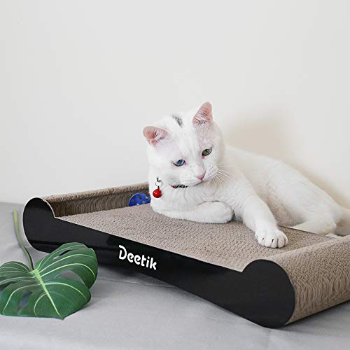 Product Cover deetik Cat Scratcher, Scratching Cardboard Large, with Rolling Bell Ball Toy and Catnip, Best Indoor Furniture Protector