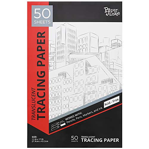 Product Cover Paper Junkie Vellum Tracing Drawing Pad, 50 Sheets, 11 x 17 Inches