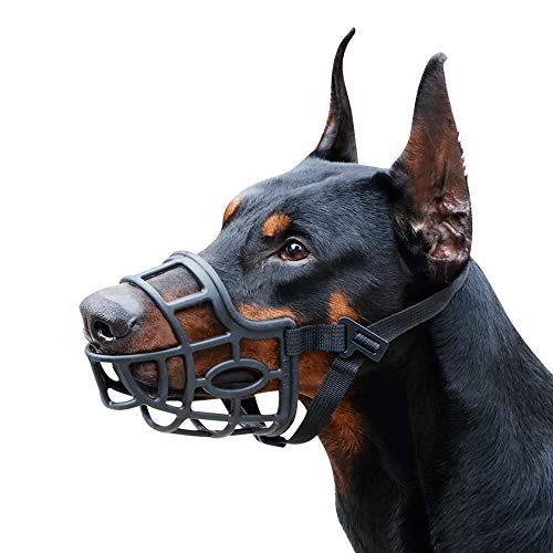 Product Cover Dog Muzzle, Breathable Basket Muzzles for Small, Medium, Large and X-Large Dogs, Stop Biting, Barking and Chewing, Adjustable and Comfortable Secure Fit Dog Mouth Cover (M - Border Collie, Black)