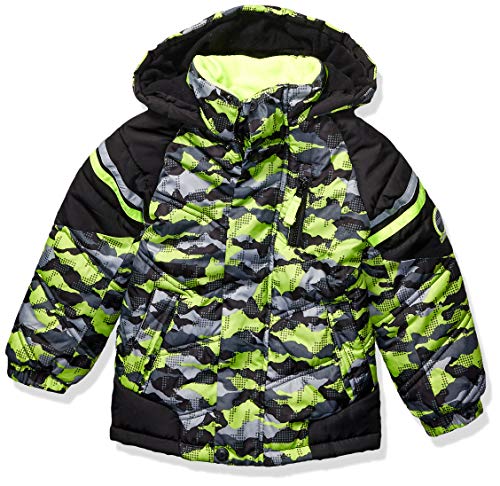 Product Cover London Fog Boys' Little Active Puffer Jacket Winter Coat, Super Green Camo, 5/6