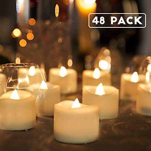 Product Cover Homemory 48-Pack Battery Tea Lights Bulk, Flameless LED Tea Lights, with Soft Flickering, Long Lasting Battery Life, Warm White Light, Ideal for Christmas Decor