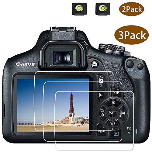 Product Cover Rebel T7 Screen Protector Appliable for Canon EOS Rebel T7 DSLR Camera & Hot Shoe Cover, [2+3Pack] ULBTER 0.3mm 9H Hardness Tempered Glass Flim Anti-Scrach Anti-Fingerprint Anti-Bubble Anti-Water