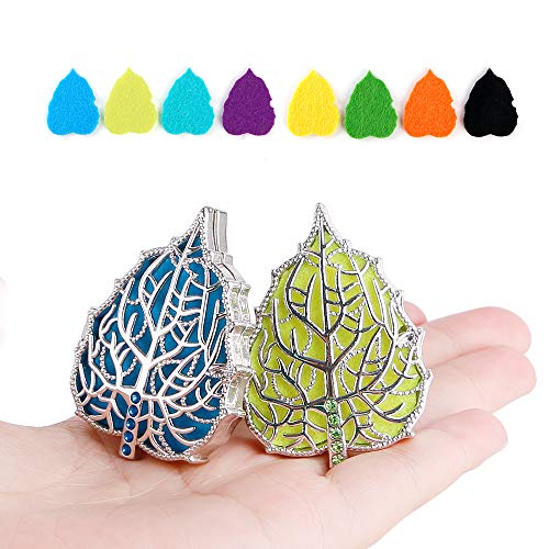 Product Cover RoyAroma 2PCS Aromatherapy Essential Oil Car Diffuser Vent Clip Leaf Shape Locket with 8PCS Felt Pads