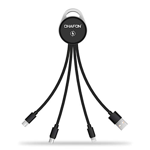 Product Cover CHAFON Luminous 3 in 1 Multi USB Cable with Type C,Micro USB Ports Only for Charging- Black