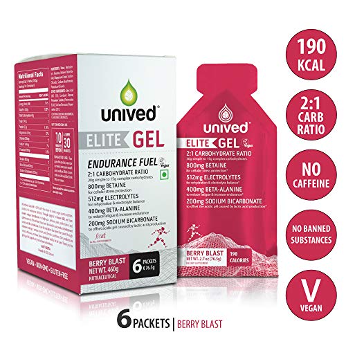 Product Cover Unived Elite Gel, 2:1 Carbohydrate Ratio, 45g Carbs, Betaine, Beta-Alanine, Sodium Bicarbonate, Essential Electrolytes, 190kcal, Vegan & Gluten-Free, Berry Blast