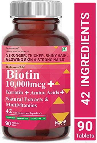 Product Cover Carbamide Forte Biotin 10,000mcg with Keratin, Bamboo Extract, Amino Acids, Natural Extracts & Multivitamins for Women & Men | Total 42 Ingredients Supplement for Fast Hair Growth - 90 Veg Tablets