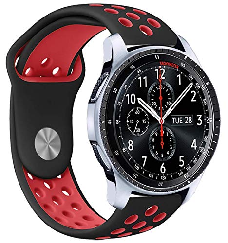 Product Cover Veczom Compatible with Samsung Galaxy Watch Bands 42mm,Soft Sport Silicone 20mm Replacement Wristband Strap for Galaxy Gear S2,Galaxy Watch Active 40mm,Amazfit Bip Watch Band (Black Red 20mm)