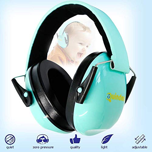 Product Cover Childrens Safety Earmuffs by Quindea Loud Noise Cancelling Ear Protection for Kids and Babies - Helps Infant Baby Toddler to Sleep in a Car or an Airplane and at Home - Smart for Outdoor Travel