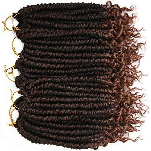 Product Cover 8 pcs/Pack Ombre Crochet Curly Wave Havana Mambo Senegalese Twist Hair Extension For Women 12 Roots/Pcs Synthetic Fluffy 12 Inch Spring Twist Crochet Braiding Hair (Black&Brown(1B/30#))