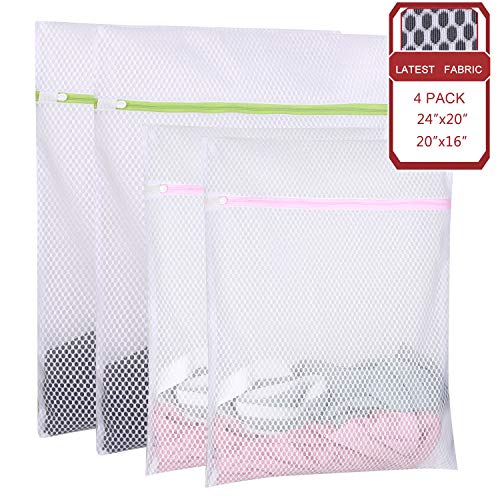 Product Cover SPLF 4 Pack Extra Large Heavy Duty Mesh Laundry Bags, Durable Delicates Net Wash Bag for Bra Lingerie, Underwear, Socks, Sweaters and Garment, Travel Organization Washing Bag