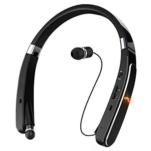 Product Cover Bluetooth Headphones, Dostyle Wireless Bluetooth Headphones [30 Hours Playtime] Neckband Bluetooth Headset with Mic & Retractable Design Compatible for X/8/XS Plus Samsung Galaxy S9 S10 (Black)