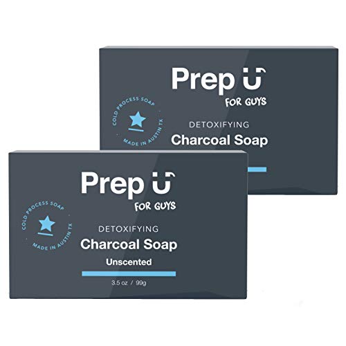 Product Cover Prep U | Detoxifying Activated Charcoal Soap for Boys, Teens, Men (2-Pk) | Naturally Absorb Impurities and Toxins, Control Oily Skin | Daily Face & Body Cleanse w/Bentonite Clay | Unscented- 3.5 oz