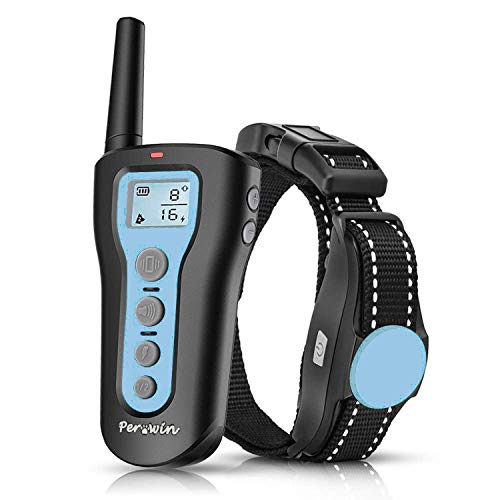 Product Cover Perwin Dog Training Collar 1000ft Remote Dog Shock Collar Rechargeable & Waterproof with Beep Vibration Harmless Safe Shock Collar for Small Medium Large Dogs