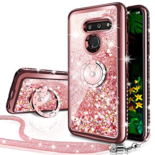 Product Cover Silverback LG G8 ThinQ Case, LG G8 Case, Moving Liquid Holographic Sparkle Glitter Case with Kickstand, Bling Diamond Rhinestone Bumper with Ring Stand Slim Protective Case for LG G8 ThinQ -RD