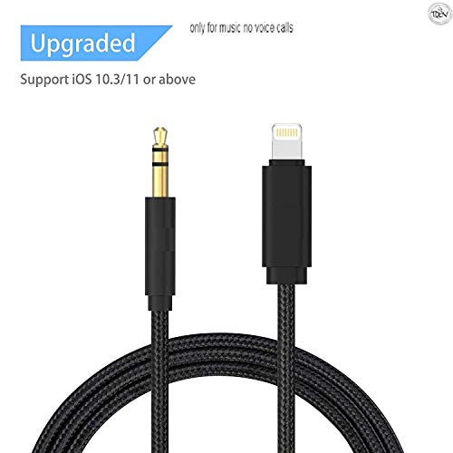 Product Cover Tolv Aux Cord 3.5mm Male Aux Cord Audio Adapter Cable to Car/Home Stereo or Headphone for iPhone x/8/7/plus/6/6s/xs/xr/xs max (Only for Music Voice Call is not Supportable)
