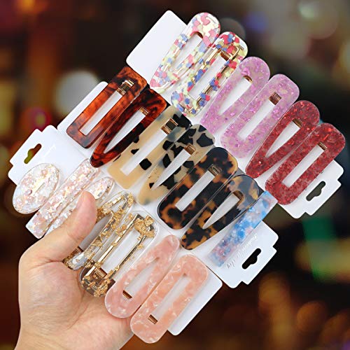 Product Cover Acrylic Resin Hair Barrettes for Women, Pterxiog 20 Pack Fashion Geometric Tortoise Acetate Hairpins, Leopard Marble Alligator Hair Clips for Party, Birthday, Daily Hair Styling, Wedding