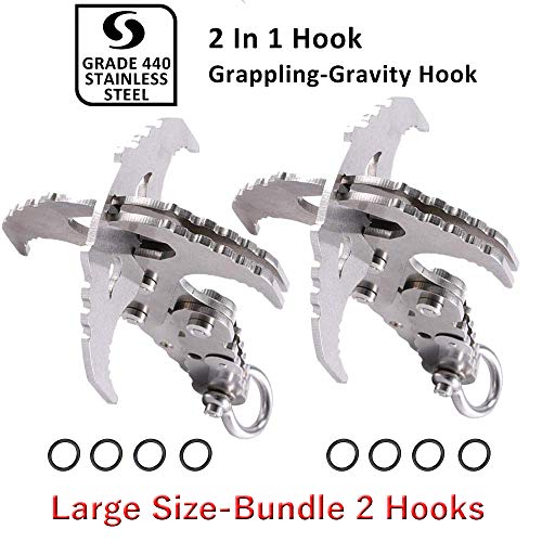 Product Cover GearOZ Grappling Hook, Multifunctional Stainless Steel Folding Gravity Hook for Outdoor Camping Hiking Tree Climbing (2-Pack)